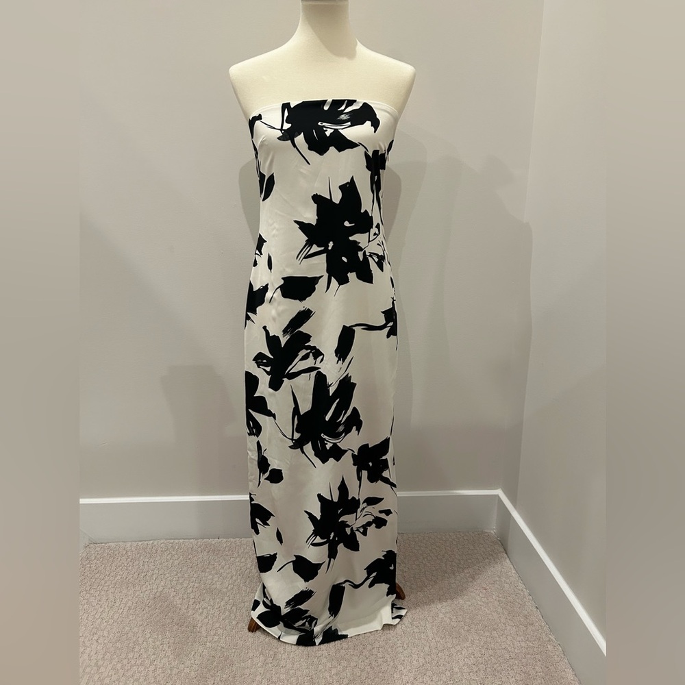Vici Strapless Black and White Floral Maxi Dress